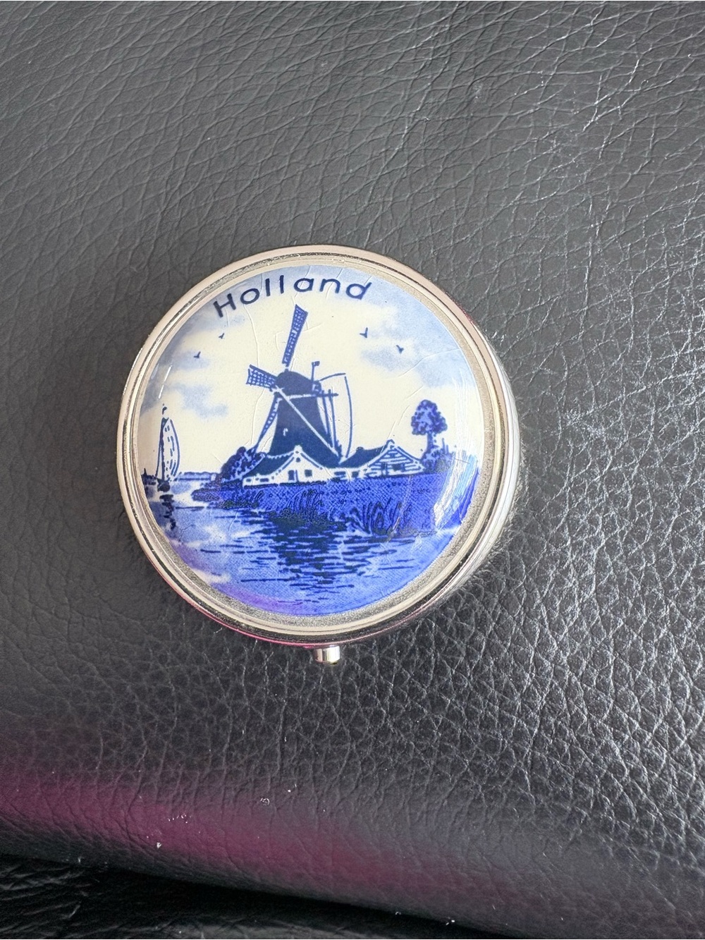 Blue Delft Holland Windmill Trinket Box